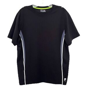 Fila‎ Sport Mens Performance Running Shirt M Black Short Sleeve Top Activewear